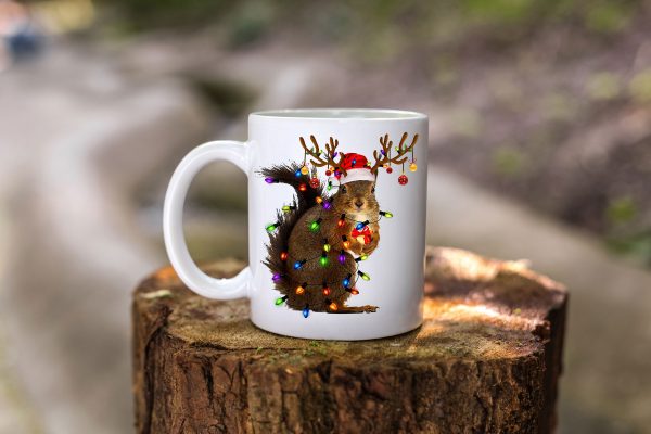 Christmas Squirrel Light Mug, Christmas Mug, Christmas Gift, Funny Christmas Mug, Merry Christmas Mug