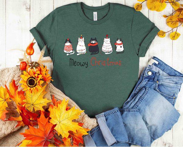 Meowy Christmas Shirt, Christmas Cat Shirt, Merry Christmas, Cat Lover Shirt, Christmas Gift