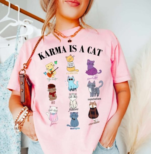 Karma Is A Cat Eras Shirt, Karma Is A Cat Shirt, Taylor Eras Cat Shirt, Swiftie Cat Shirt, Karma Taylor Swift Shirt, Taylor swift Cat Shirt