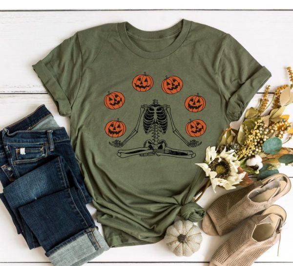 Pumpkin Halloween Sweatshirt, Skeleton Halloween Shirt, Pumpkin Shirt, Fall Sweatshirt for Women