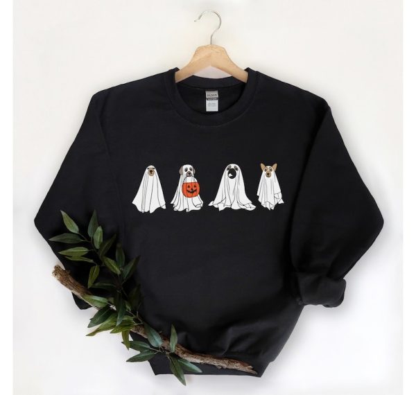 Сute Ghost Dog Sweatshirt, Halloween Dog Sweatshirt, Dog Ghost Shirt, 2023 Halloween Sweater, Ghost Sweatshirt, Retro Spooky Season