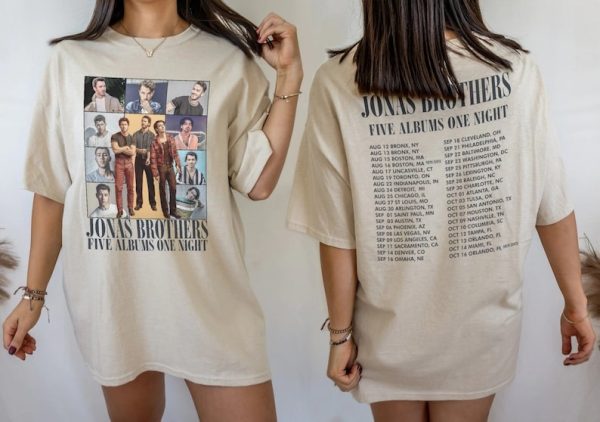 Vintage Jonas Brothers Tour Shirt, Jonas Brothers Shirt, Jonas Brothers Merch, Joe Jonas Shirt, Five Albums One Night Tour, Music Tour Shirt