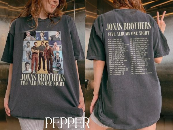 Vintage Jonas Brothers Tour Shirt, Jonas Brothers Shirt, Jonas Brothers Merch, Joe Jonas Shirt, Five Albums One Night Tour, Music Tour Shirt