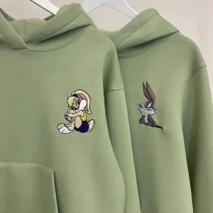 couple embroidered lola and bugs bunny hoodies