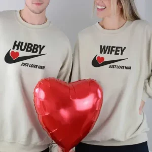 couple hubby wifey nike swoosh embroidered shirt