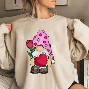 cute valentines day sweatshirt gnome heart