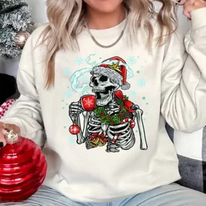 dead inside skeleton christmas sweatshirt christmas skeleton coffee hoodie coffee lover gift sarcastic christmas sweater christmas gifts 2