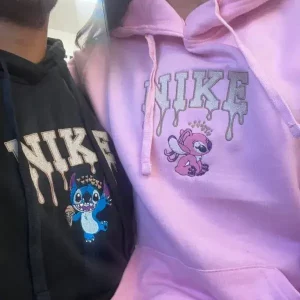 embroidered nike stitch and angel shirt custom name initial heart couple sweatshirts