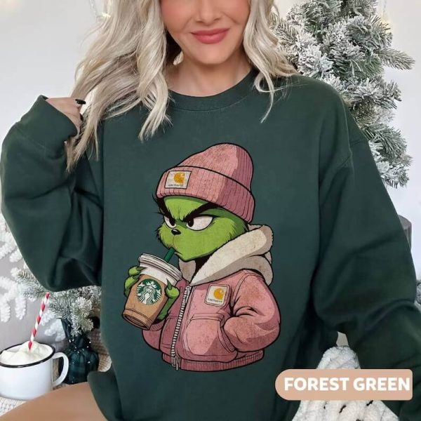 Vintage Boujee Grinch Christmas Sweatshirt, Grinchmas Starbucks Coffee Sweater, Grinchmas Sweatshirt, Christmas Sweater, Christmas Gifts