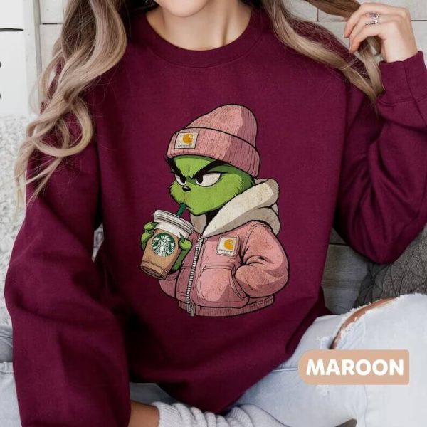 Vintage Boujee Grinch Christmas Sweatshirt, Grinchmas Starbucks Coffee Sweater, Grinchmas Sweatshirt, Christmas Sweater, Christmas Gifts